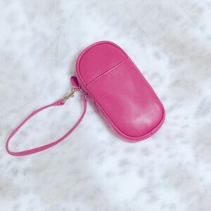 NEW: VTG Cute lil On-the-Go, Pink Nylon Zipper Wristlet | Wallet | Hand Bag NWOT
